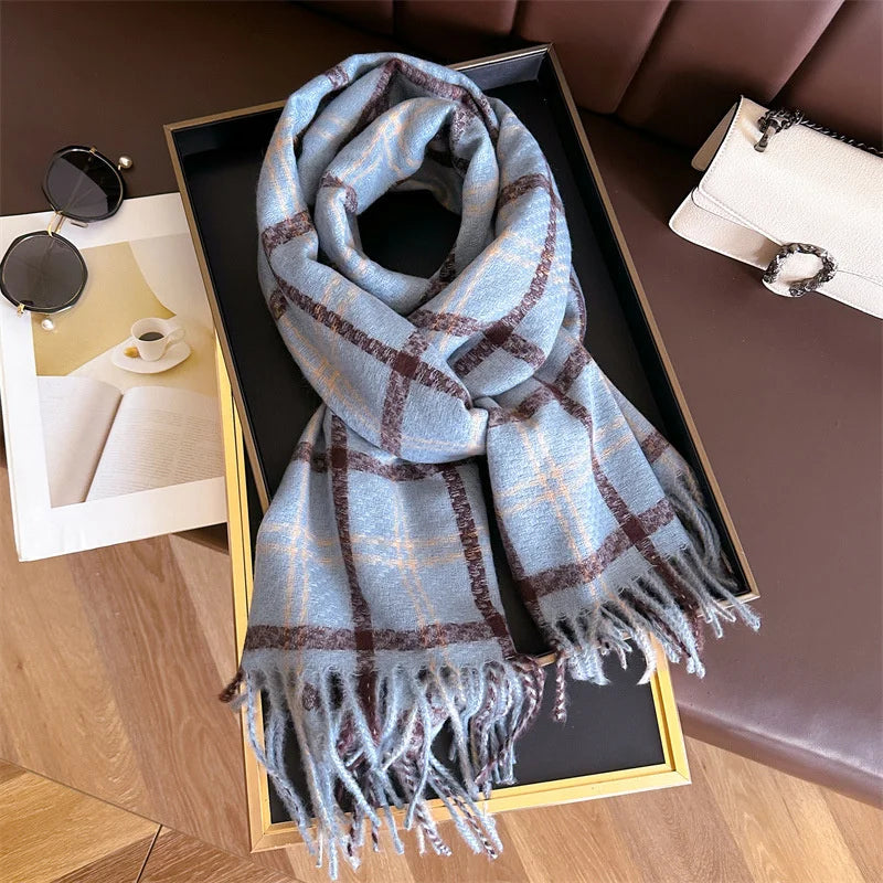 Écharpe Plaid Femme Hiver – Châle Long 200×65 cm