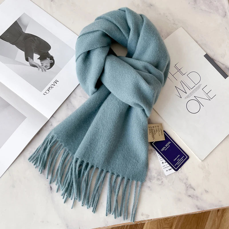 Écharpe 100% Laine Unisexe – Hiver 180×32 cm