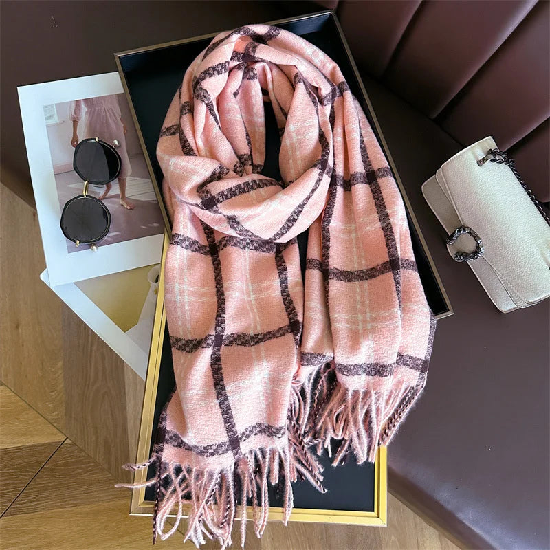 Écharpe Plaid Femme Hiver – Châle Long 200×65 cm
