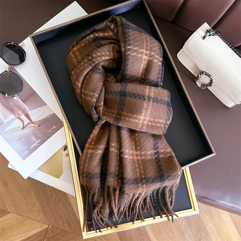 Écharpe Plaid Femme Hiver – Châle Long 200×65 cm