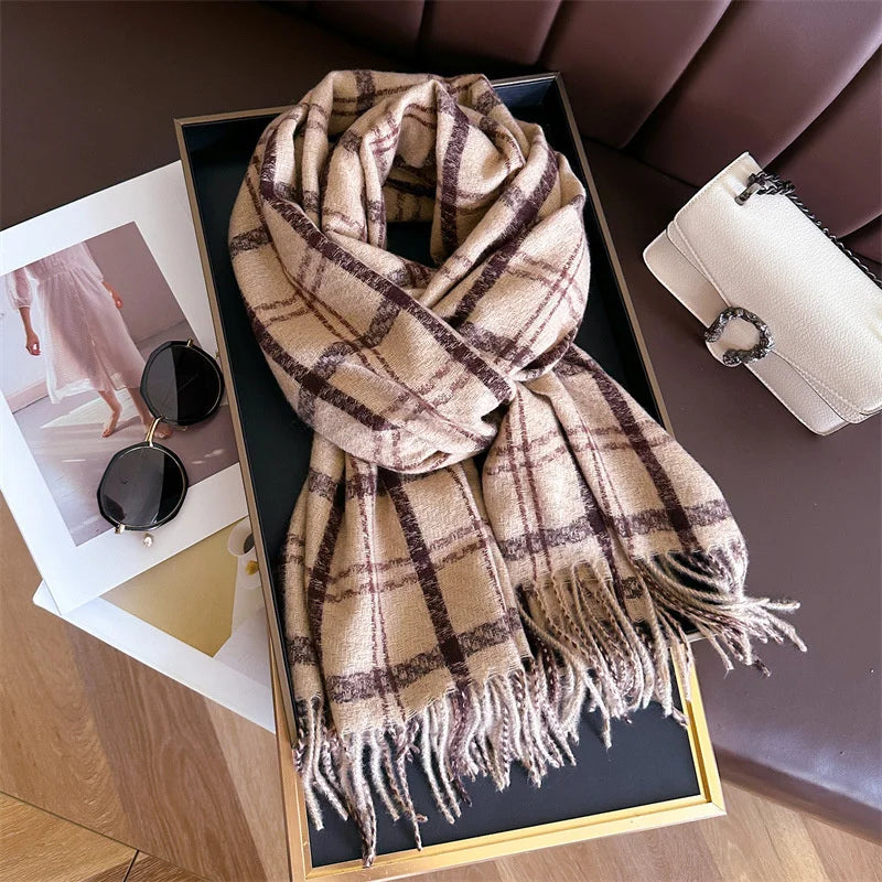 Écharpe Plaid Femme Hiver – Châle Long 200×65 cm
