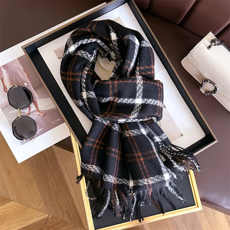 Écharpe Plaid Femme Hiver – Châle Long 200×65 cm