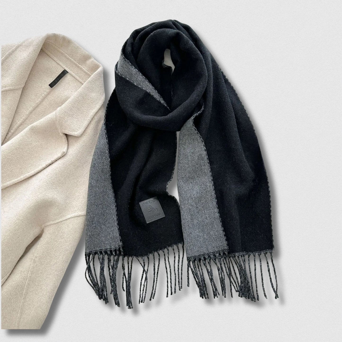 Écharpe double face femme noir et gris – Maison Amavia