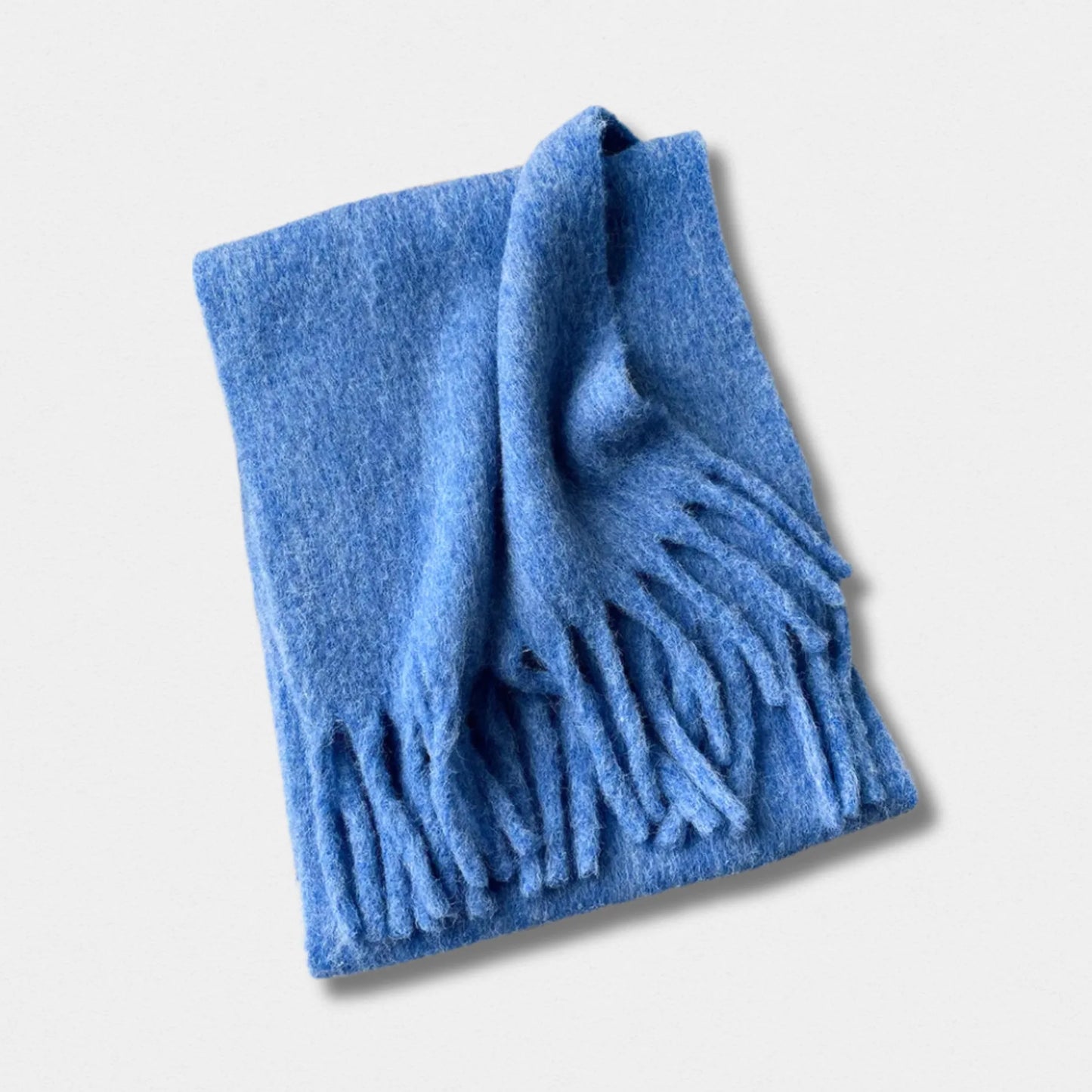 Écharpe unisexe laine mélangée bleu saphir – hiver 210×40 cm – Maison Amavia