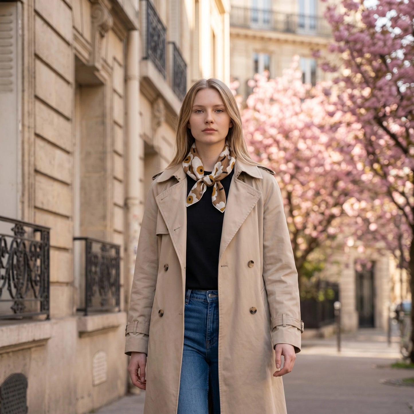 Foulard carré floral tendance femme