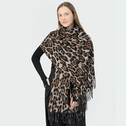 Écharpe Léopard Jacquard – Grand Châle 200×70 cm