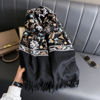 Écharpe Femme Imitation Cachemire<br>Pashmina Brodée 200×70 cm