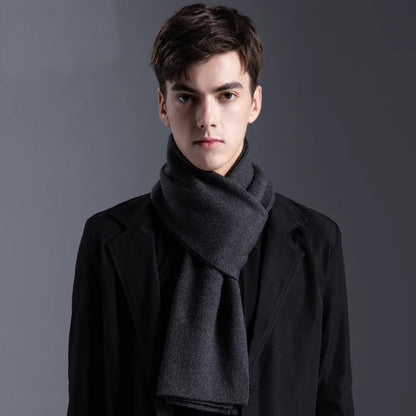 Écharpe Homme Laine Mélangée – Classique Hiver 30×180 cm