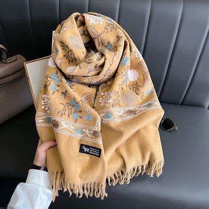Écharpe Femme Imitation Cachemire – Pashmina Brodée 200×70 cm