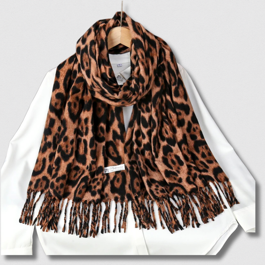 Écharpe Léopard Femme Hiver – Châle Doux 185×65 cm