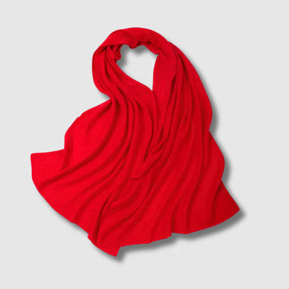 Écharpe 100 % laine rouge vif 180×32 cm, accessoire éclatant et chaud pour l’hiver.