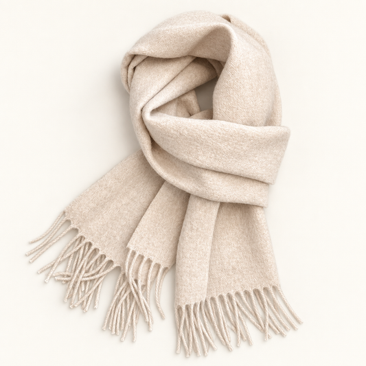 Écharpe femme en laine beige clair – vue du produit