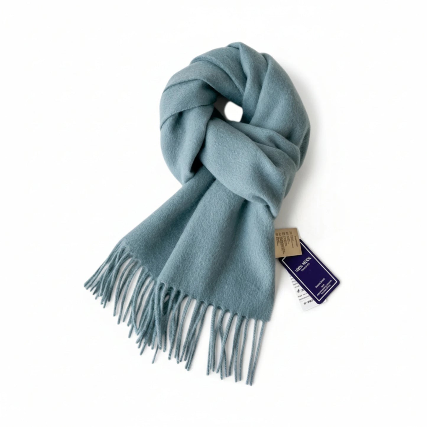 Écharpe femme en laine bleu glacier