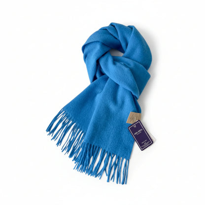 Écharpe femme en laine bleu océan