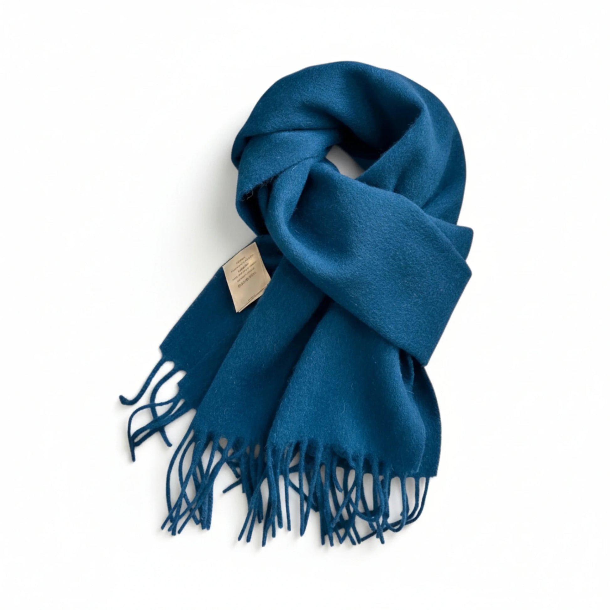 Écharpe femme en laine bleu pétrôle