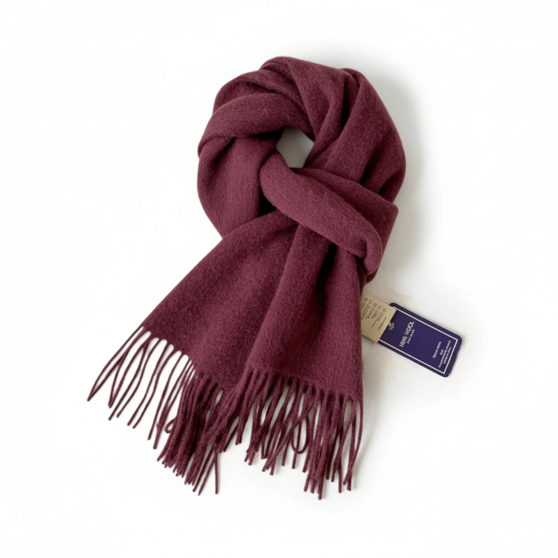 Écharpe femme en laine bordeaux prune