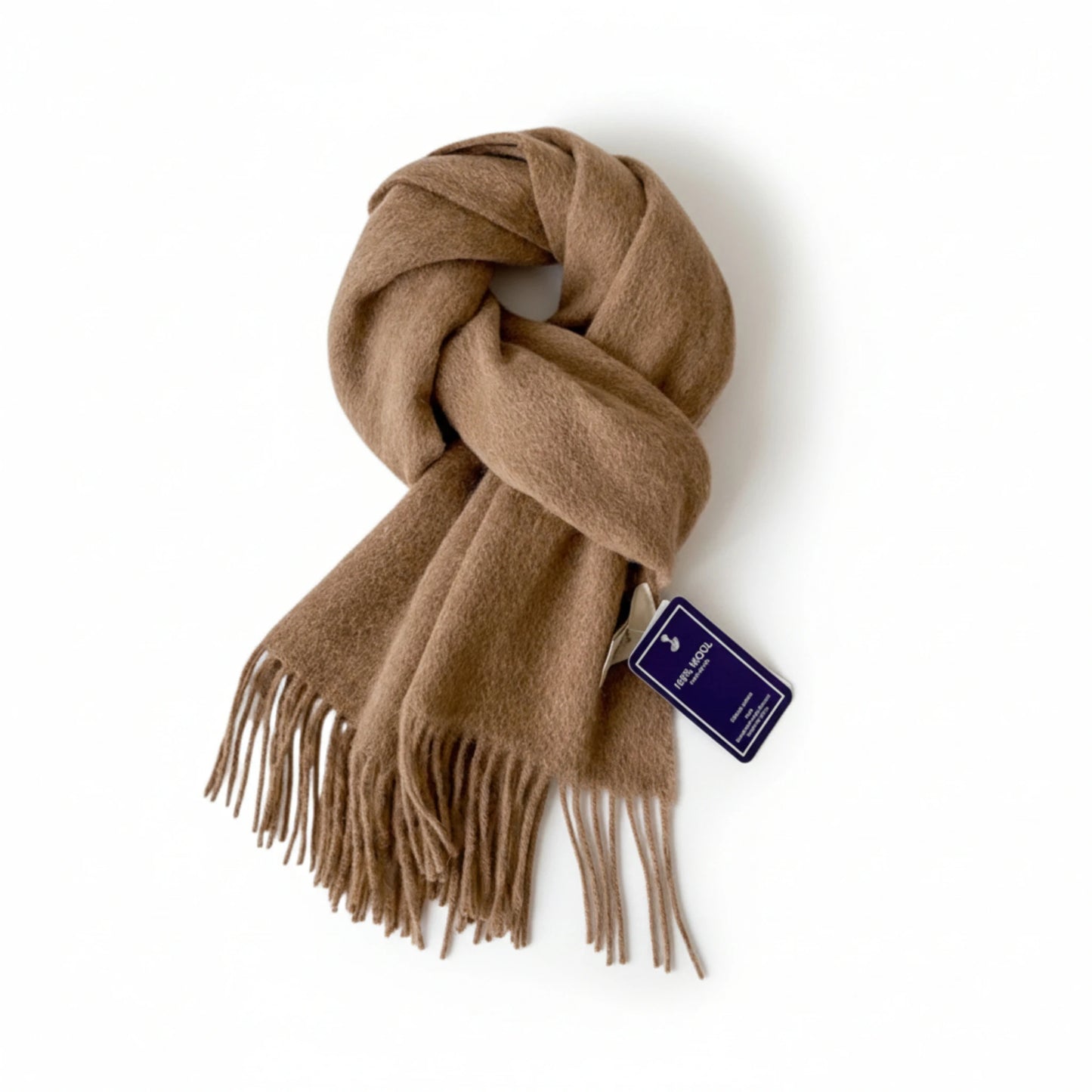 Écharpe femme en laine brun noisette