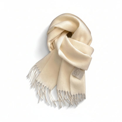 Écharpe femme en laine crème ivoire