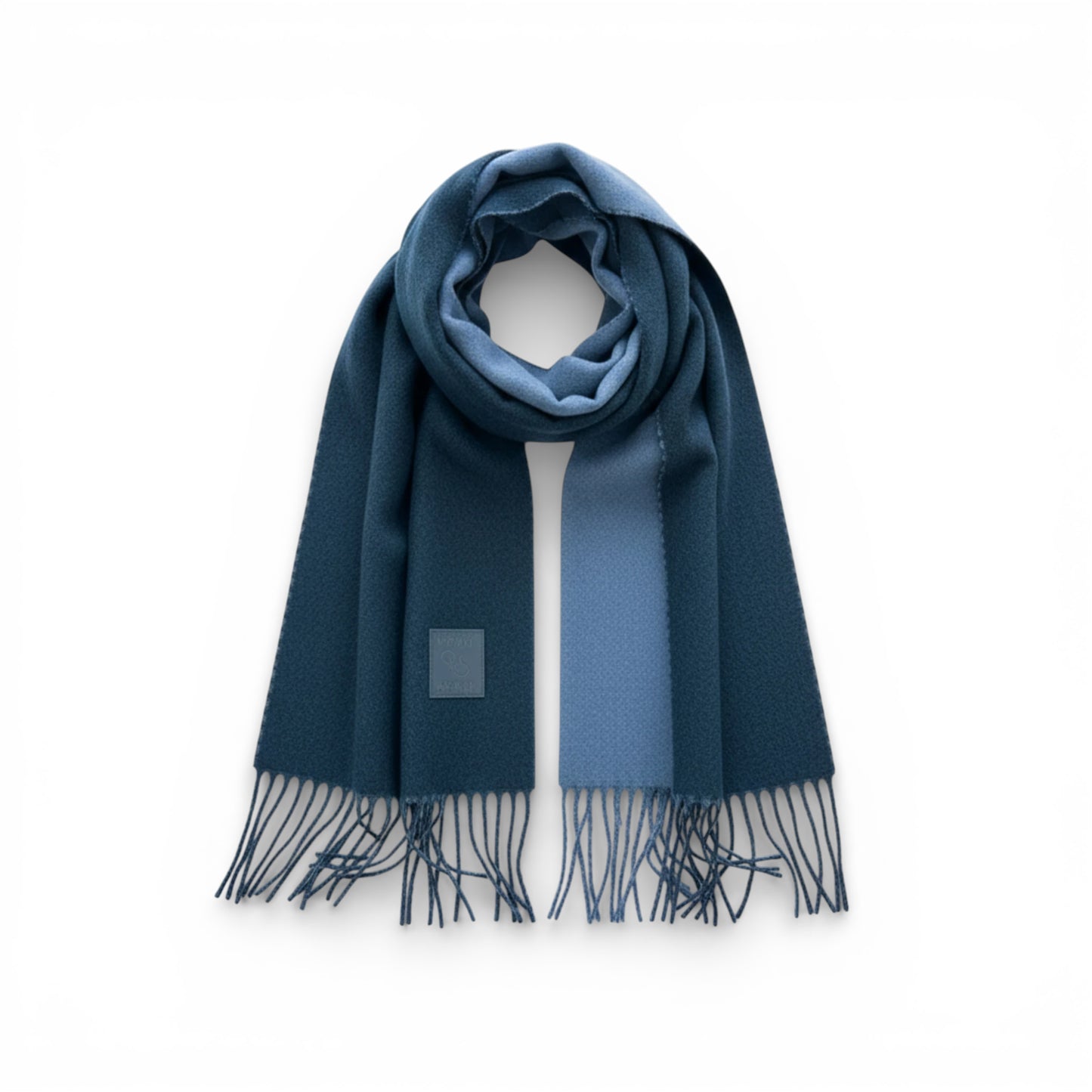 Écharpe femme en laine double face bleu marine