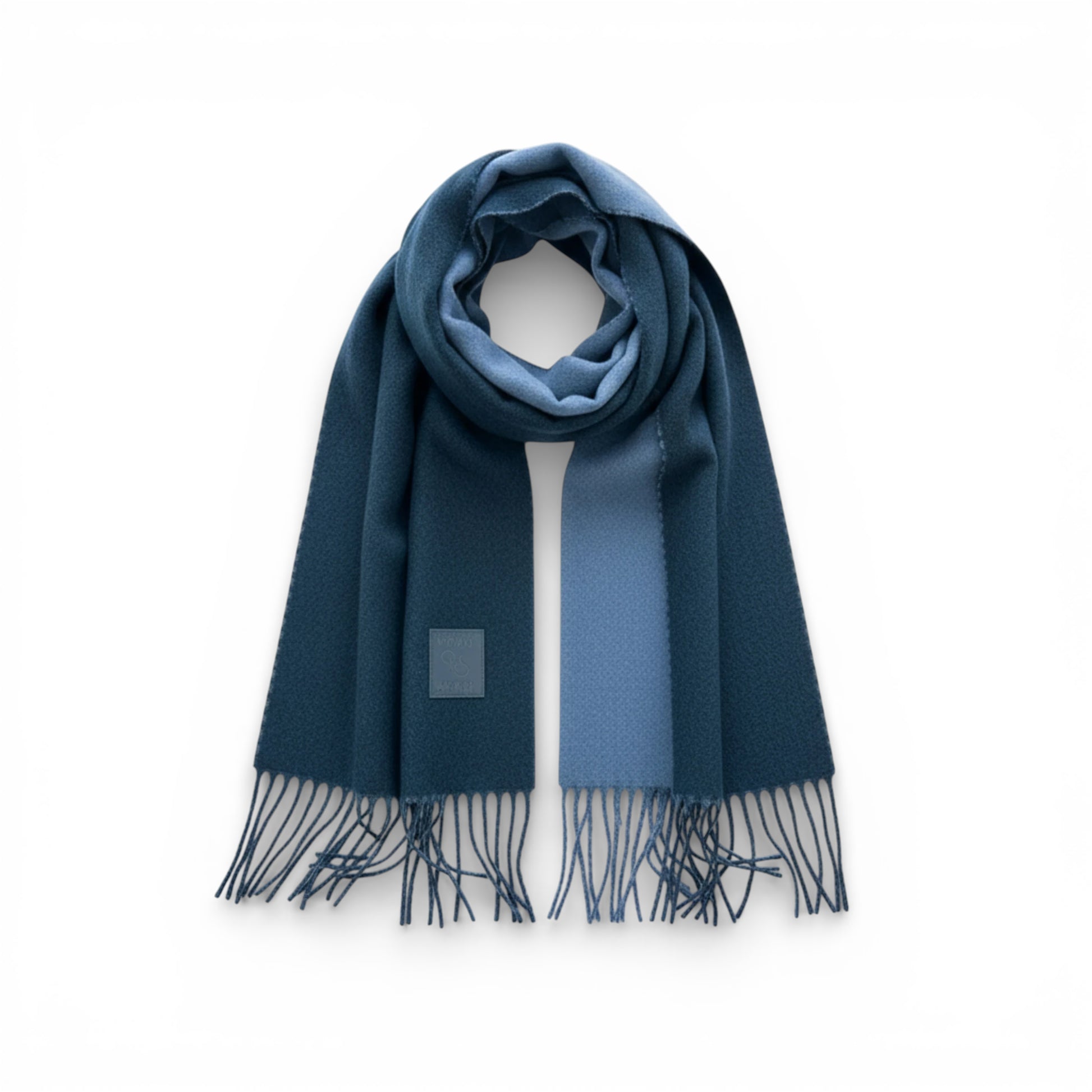 Écharpe femme en laine double face bleu marine