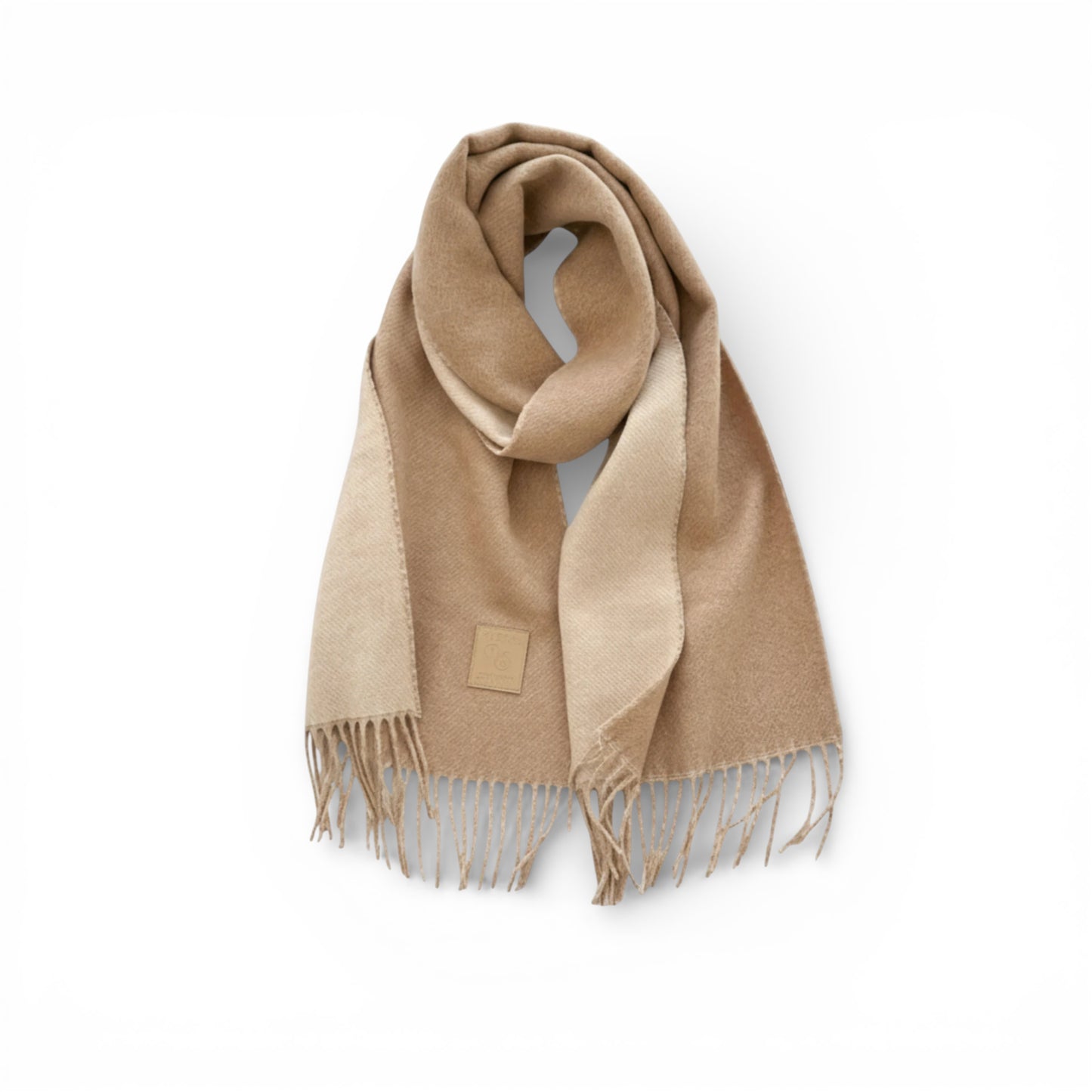 Écharpe femme en laine double face camel