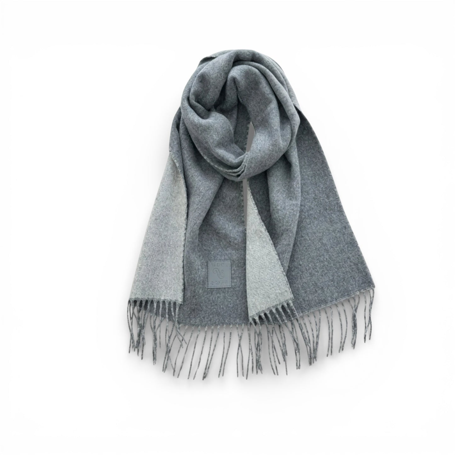 Écharpe femme en laine double face gris ardoise
