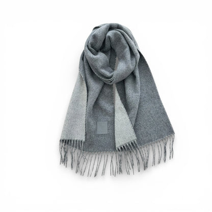 Écharpe femme en laine double face gris ardoise
