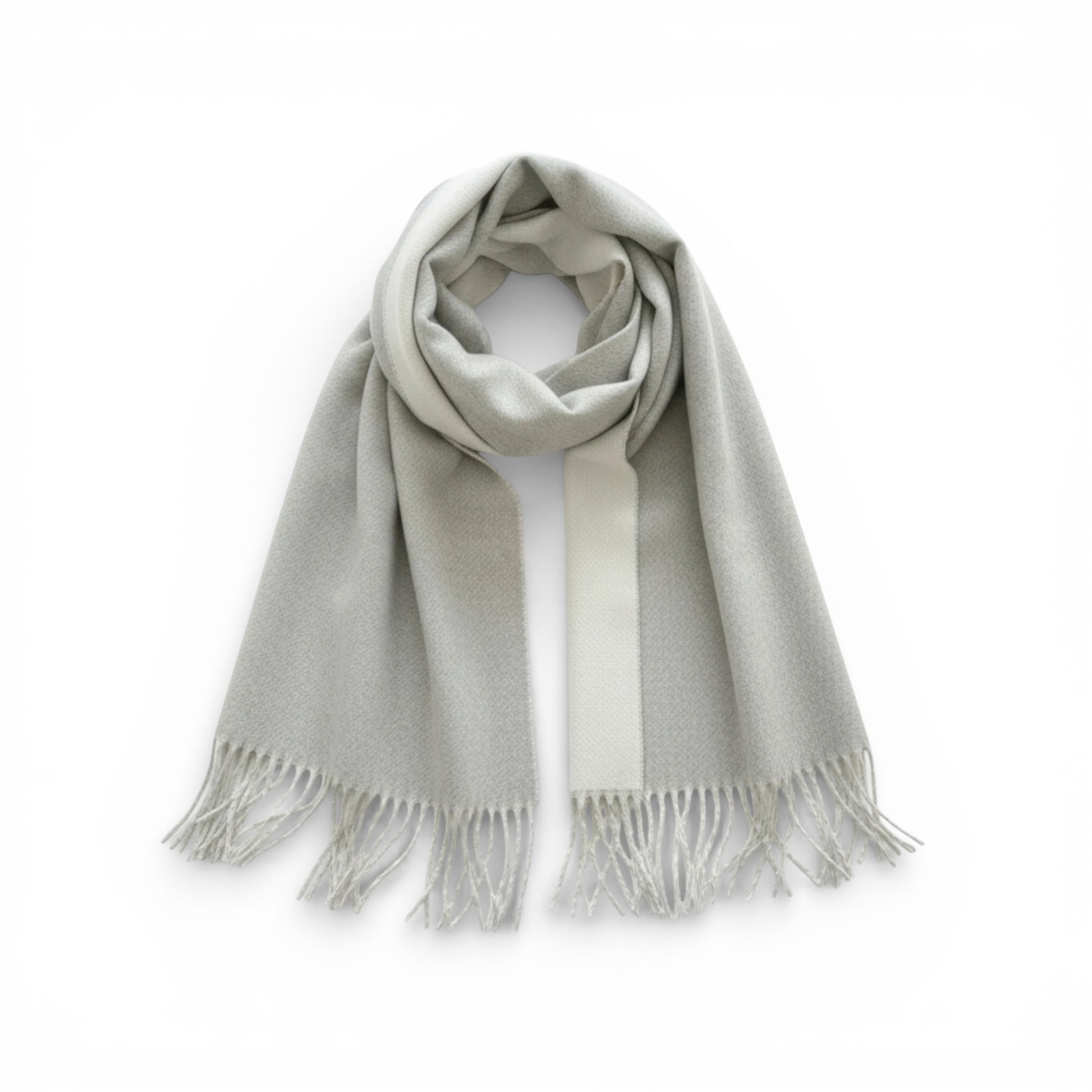 Écharpe femme en laine double face gris argenté