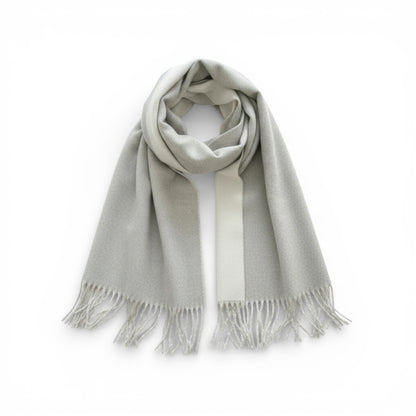 Écharpe femme en laine double face gris argenté