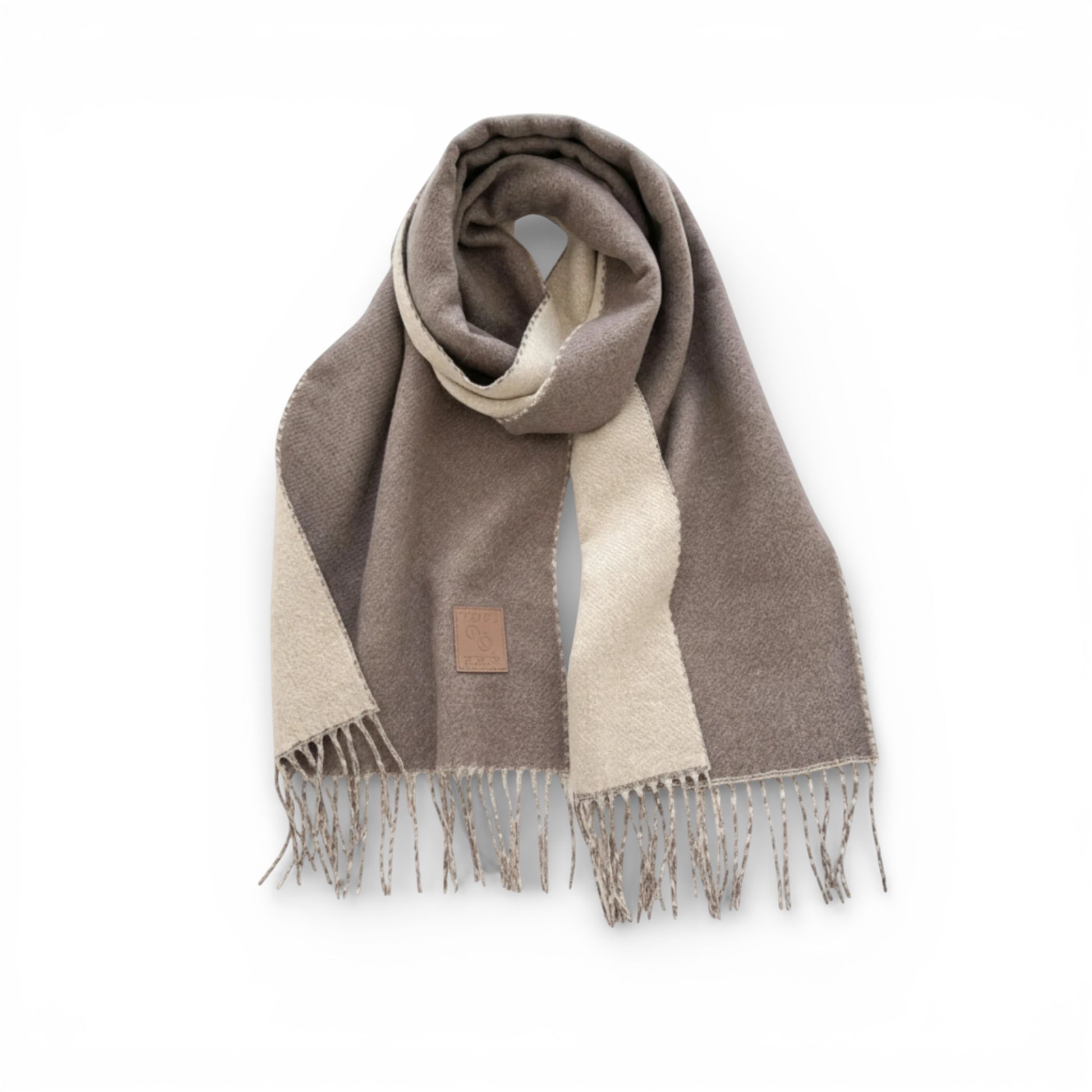 Écharpe femme en laine double face kaki