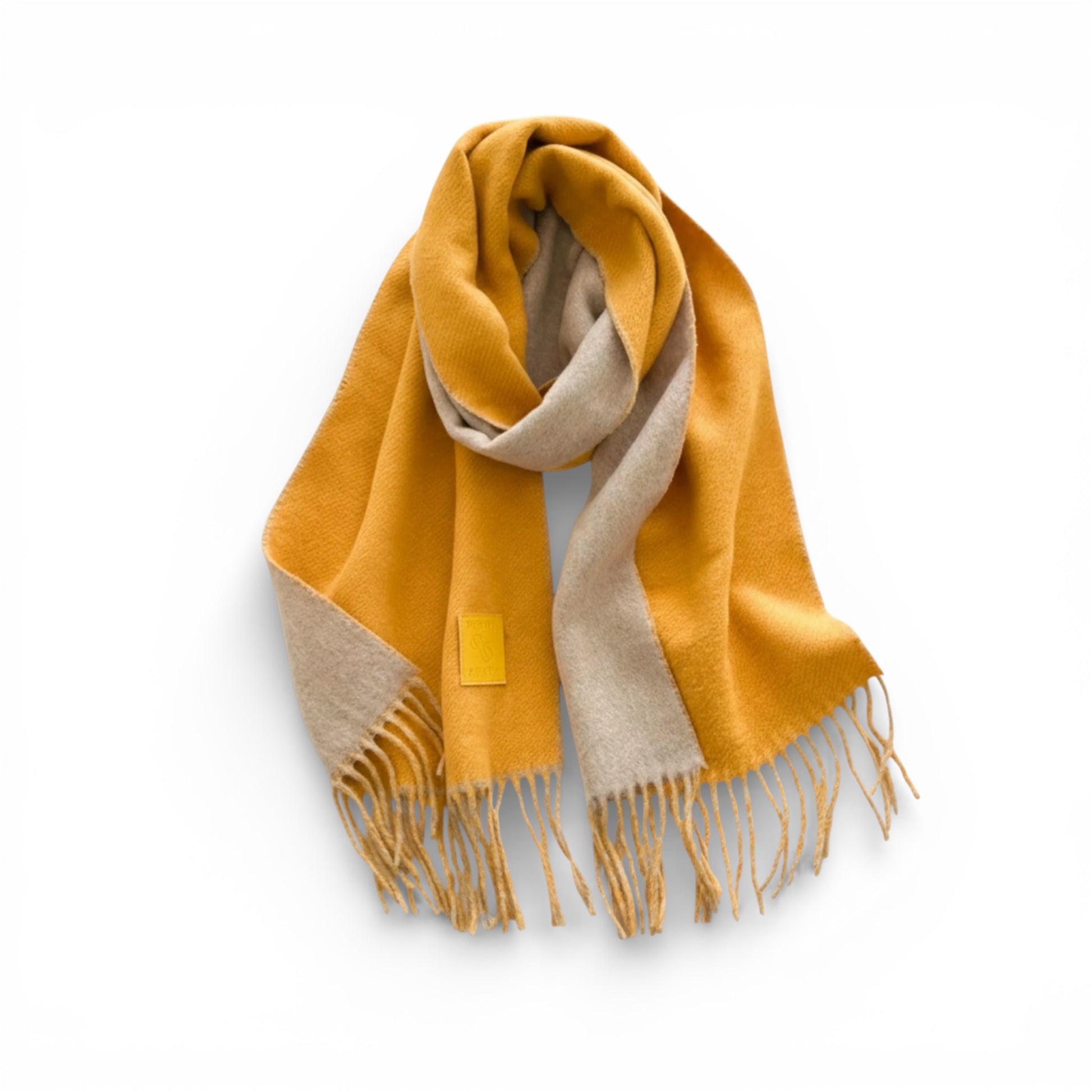 Écharpe femme en laine double face orange