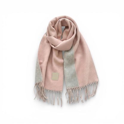 Écharpe femme en laine double face rose