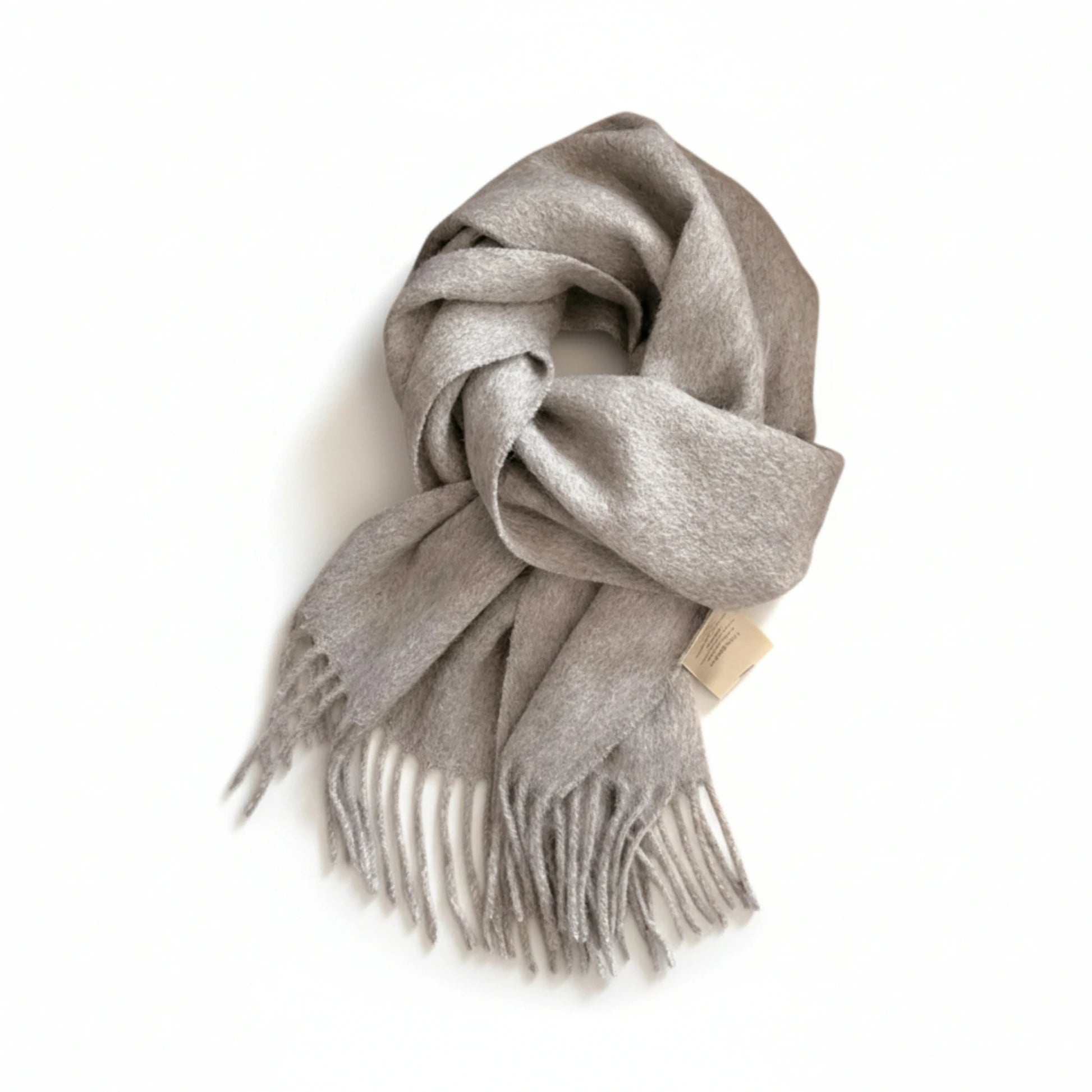 Écharpe femme en laine gris clair perle