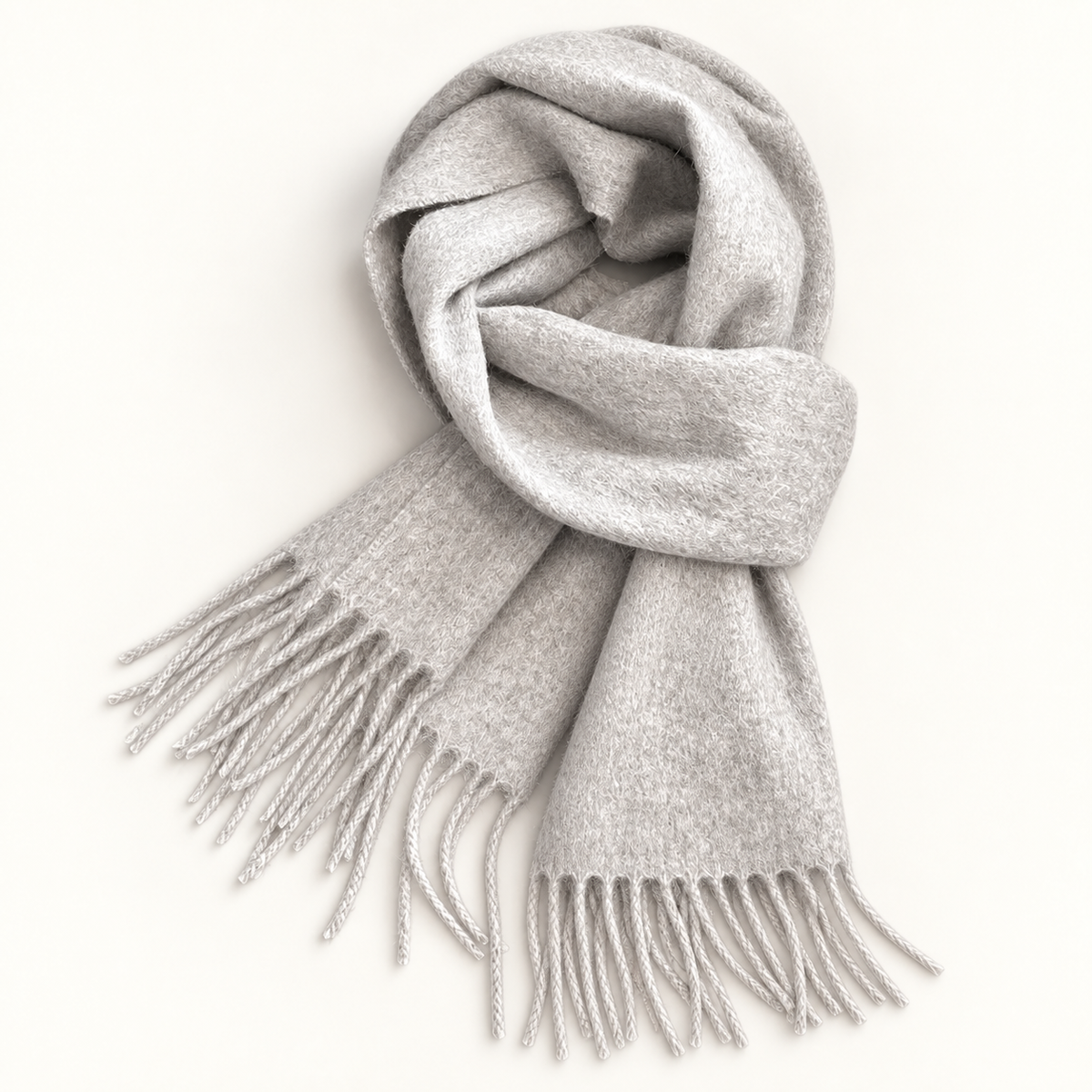 Écharpe femme en laine gris perle