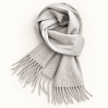 Écharpe femme en laine gris perle