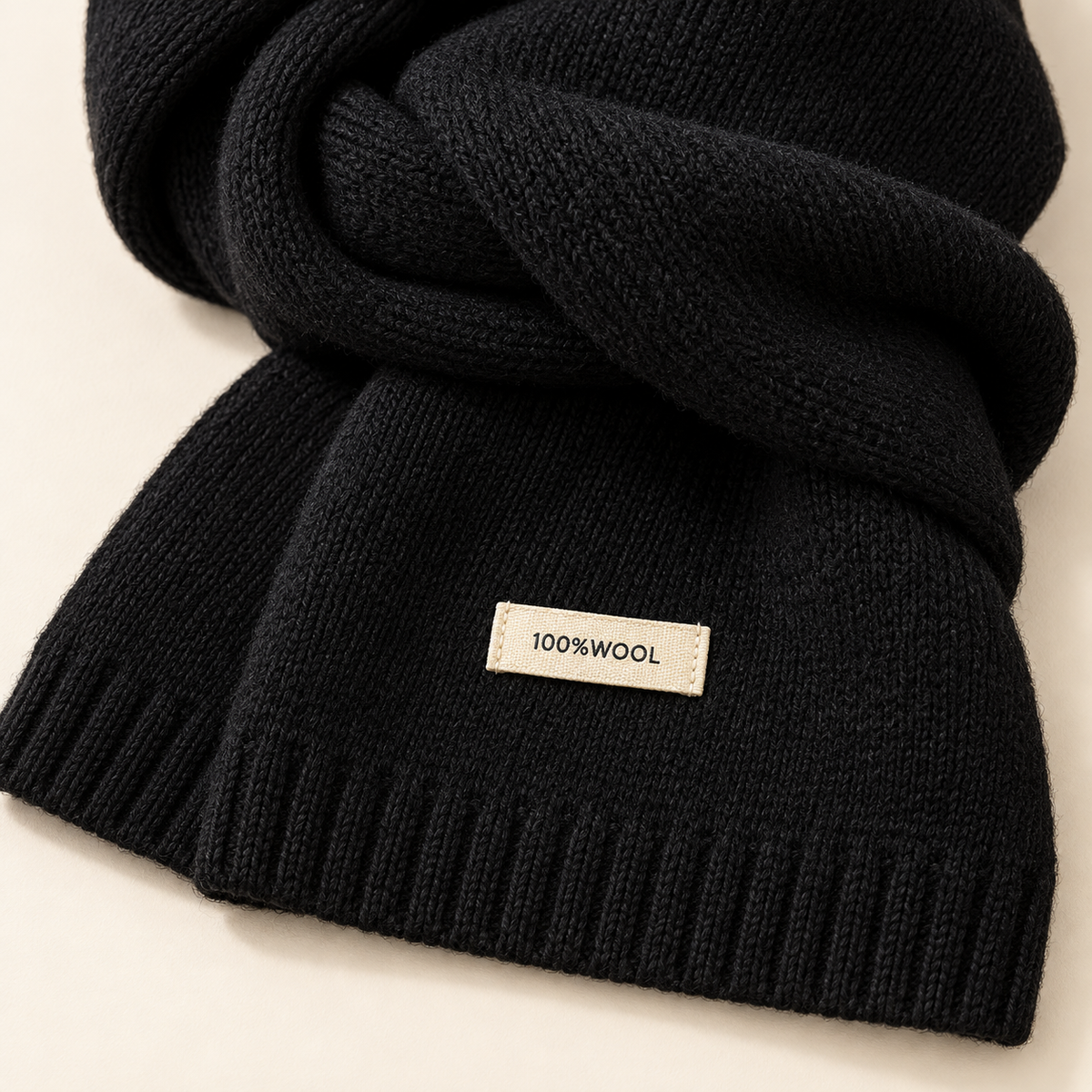Détail de la maille et des finitions de l’écharpe femme 100 % laine