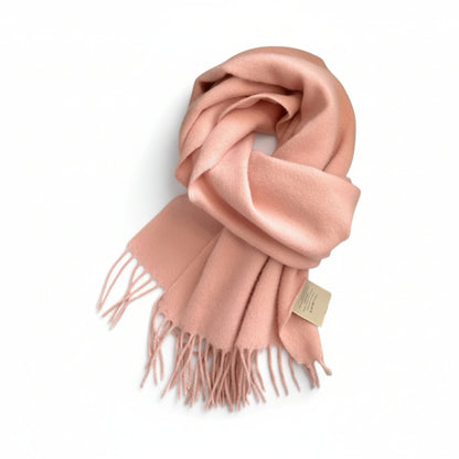 Écharpe femme en laine rose poudré