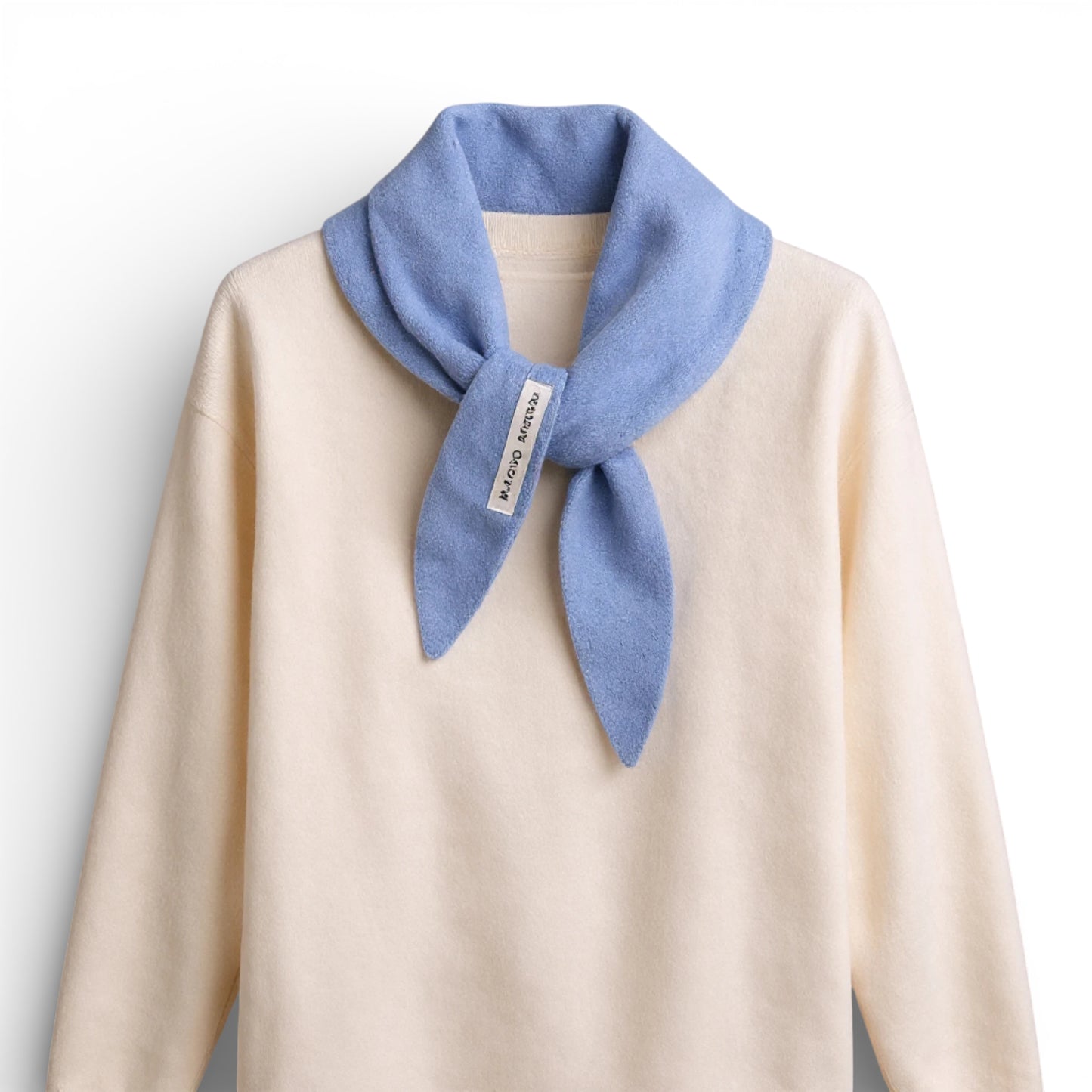 Écharpe femme en laine triangle bleu ciel