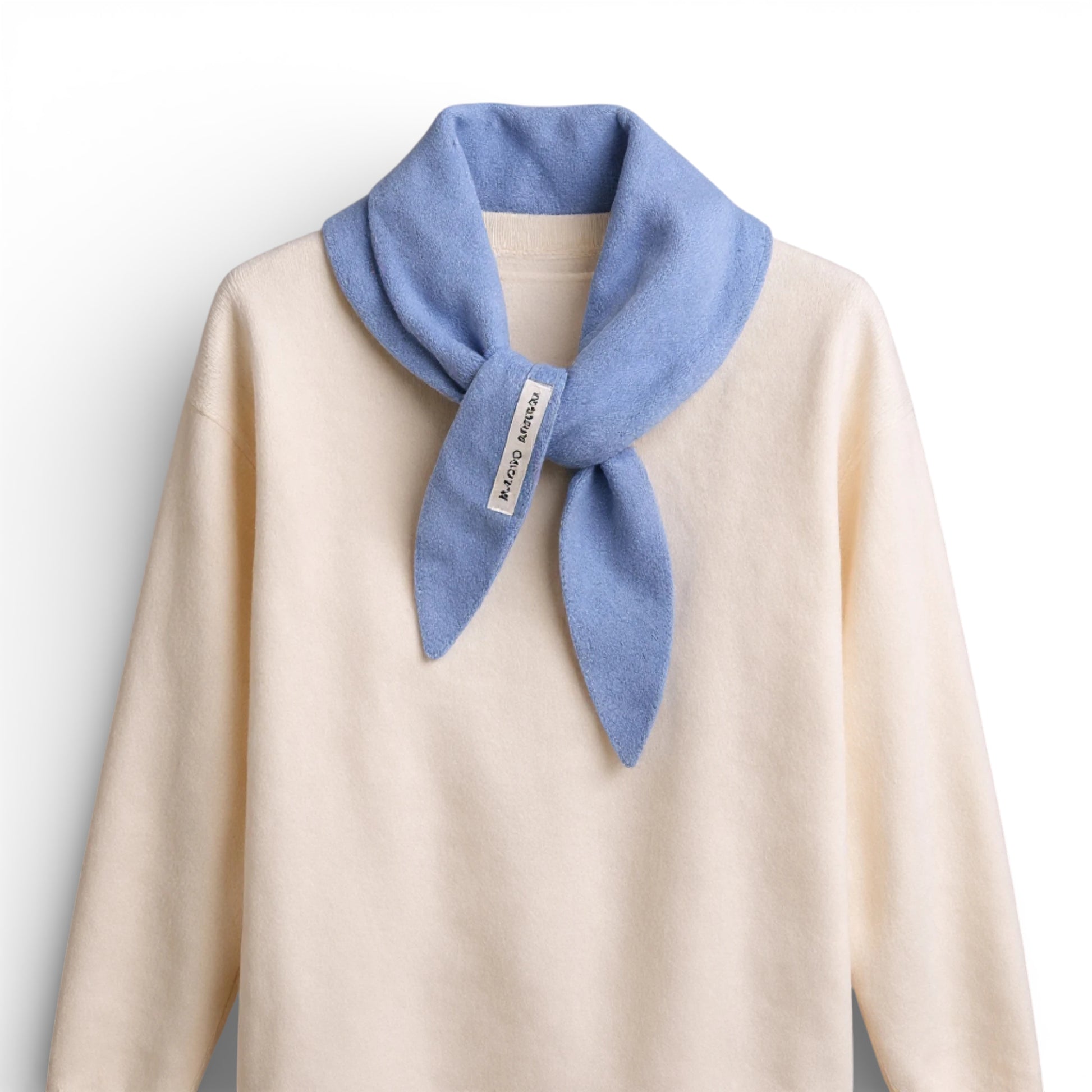 Écharpe femme en laine triangle bleu ciel