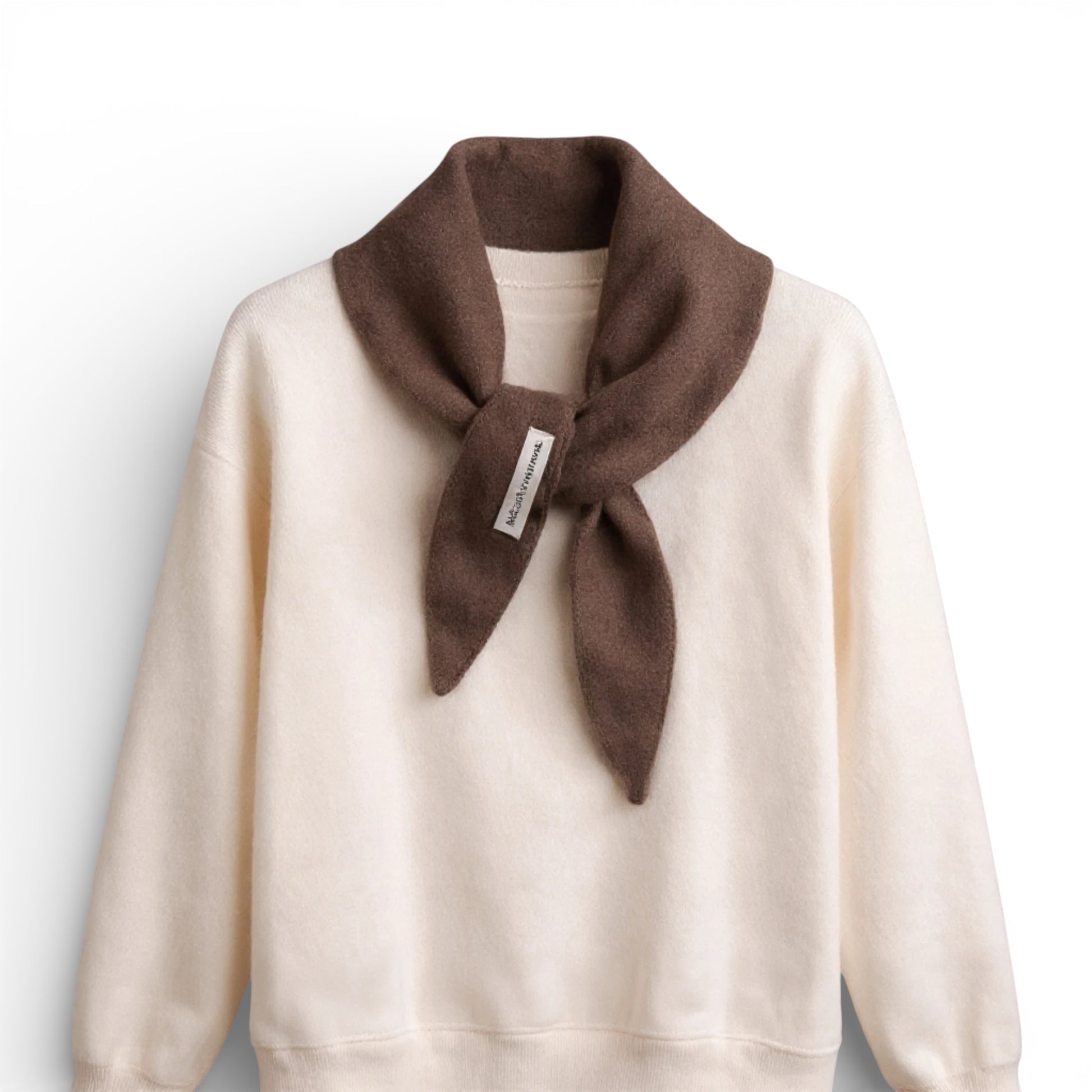 Écharpe femme en laine triangle café