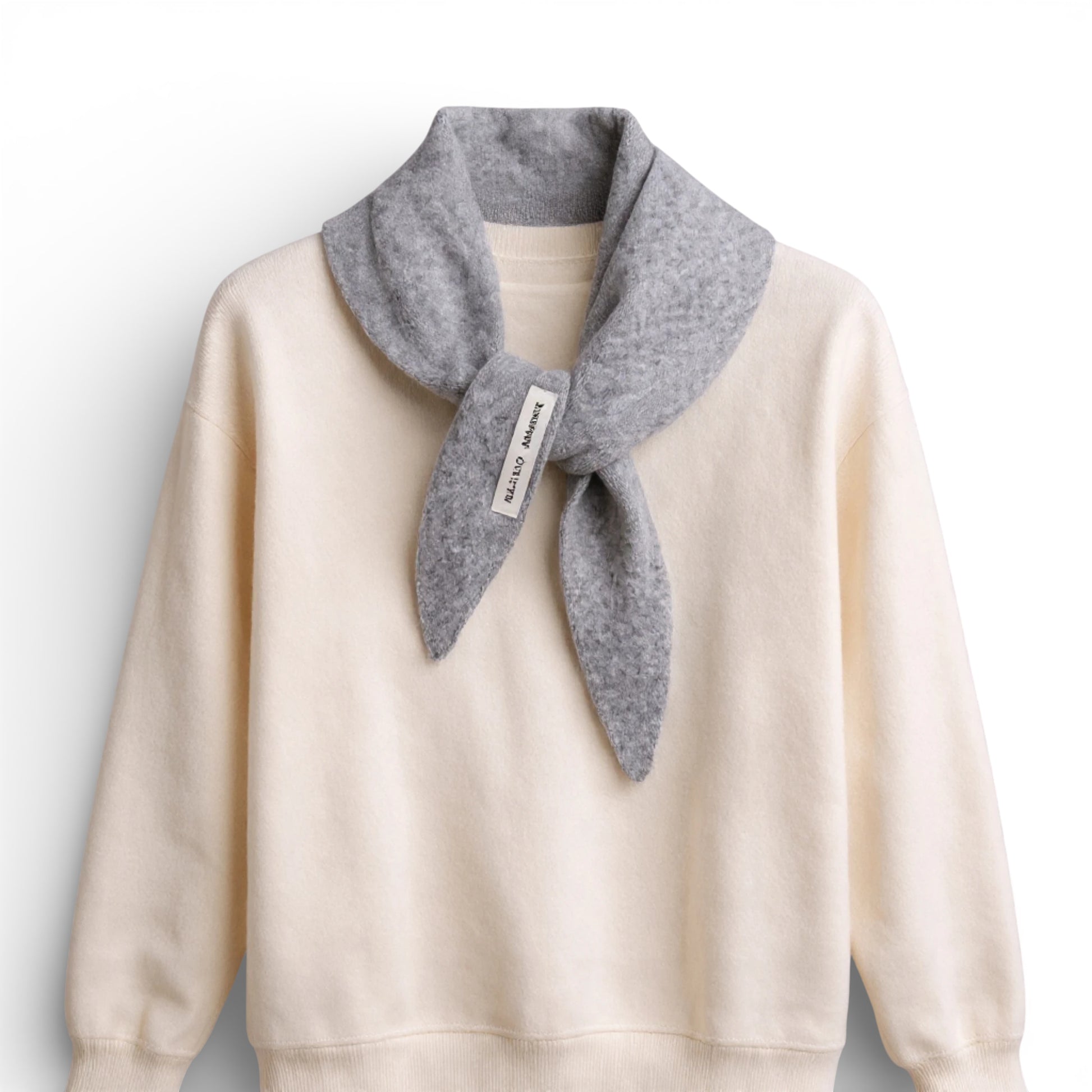 Écharpe femme en laine triangle gris clair