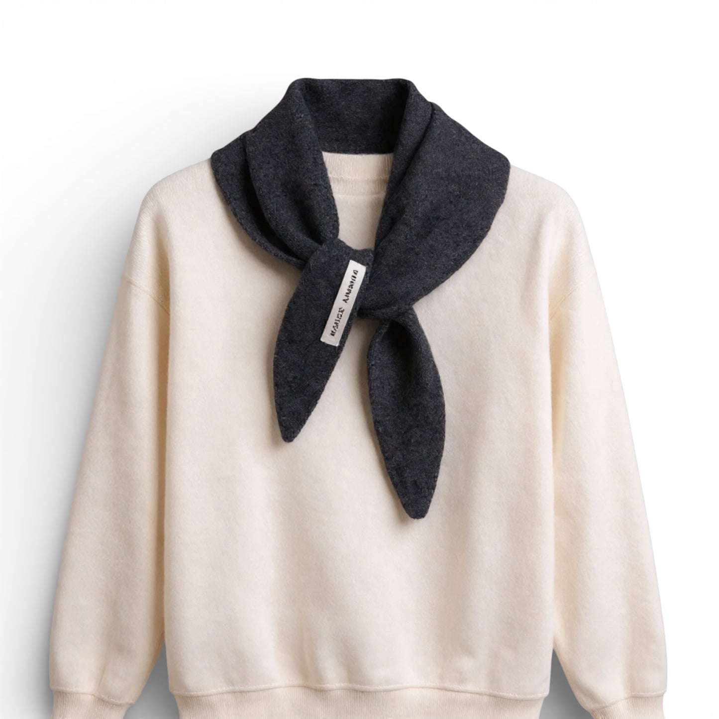 Écharpe femme en laine triangle gris foncé