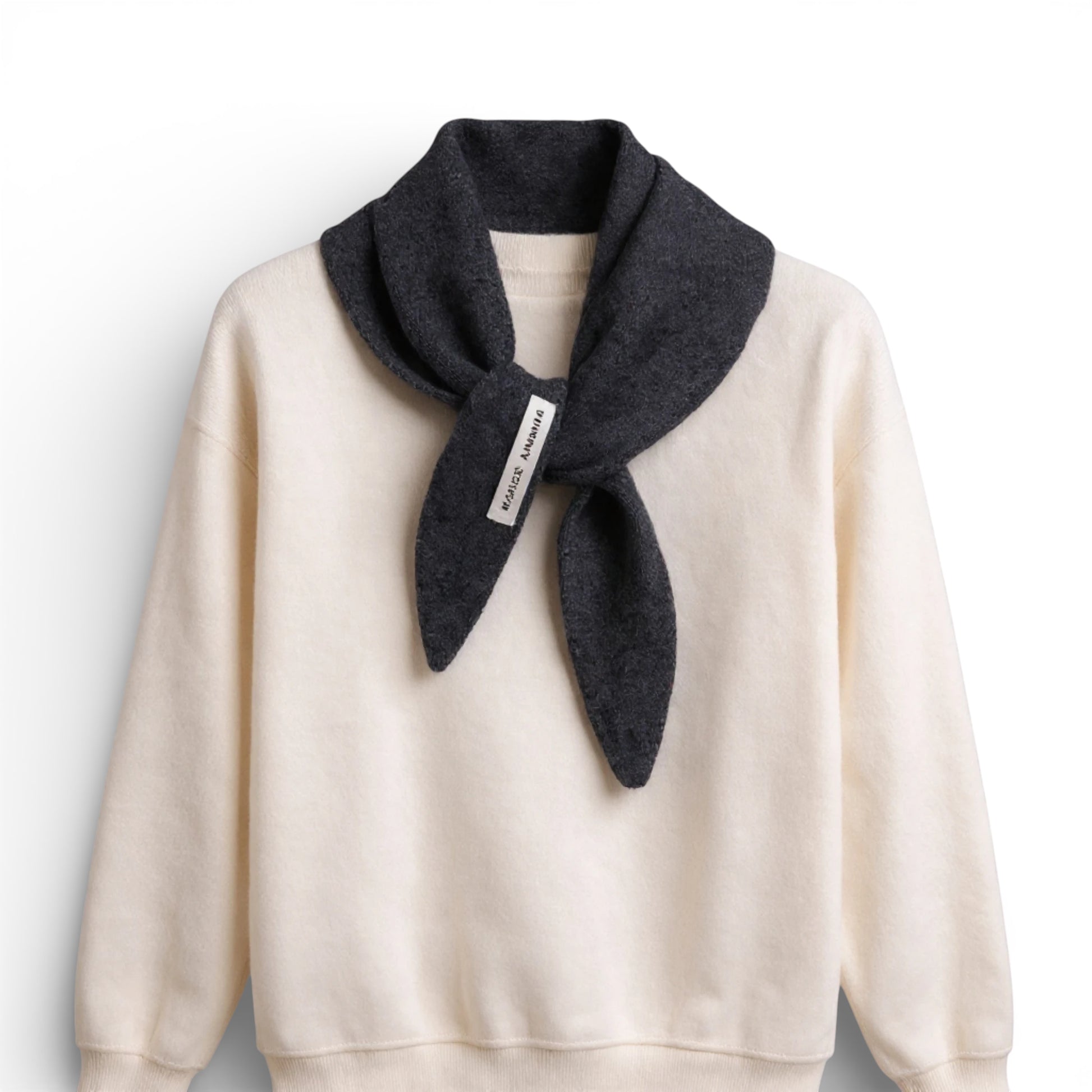 Écharpe femme en laine triangle gris foncé