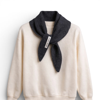 Écharpe femme en laine triangle gris foncé