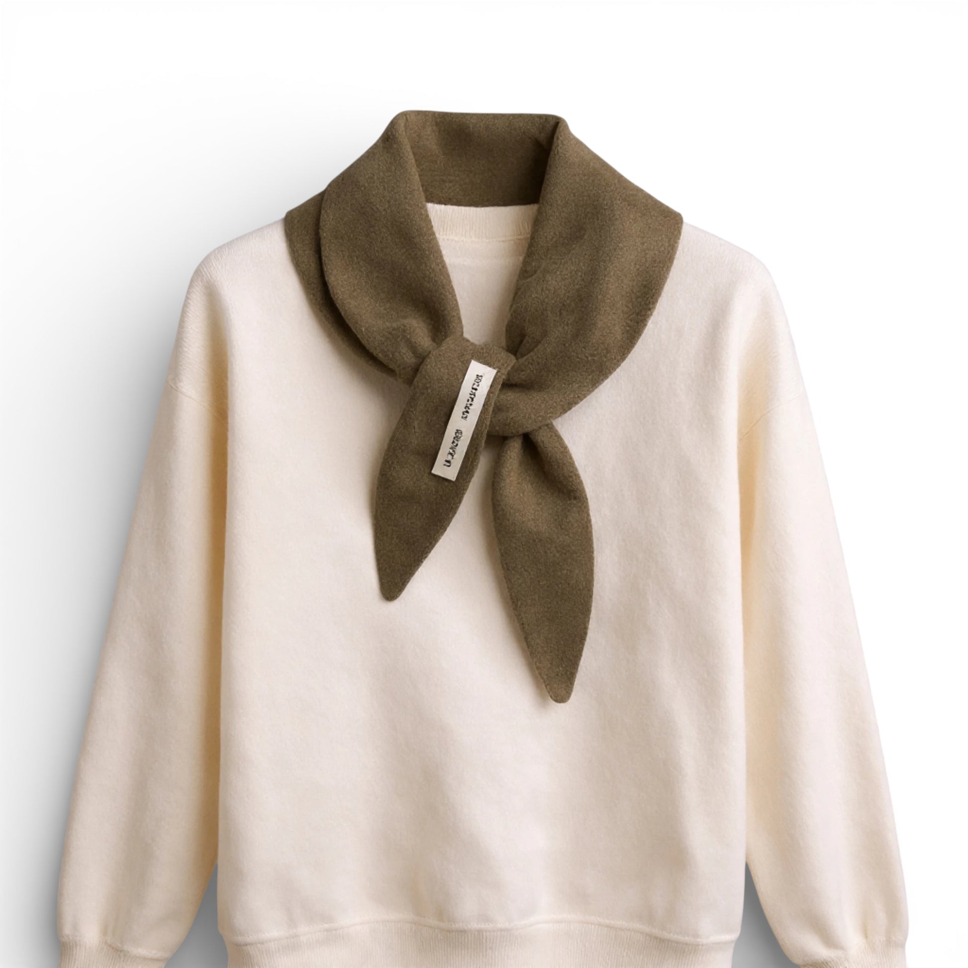 Écharpe femme en laine triangle kaki