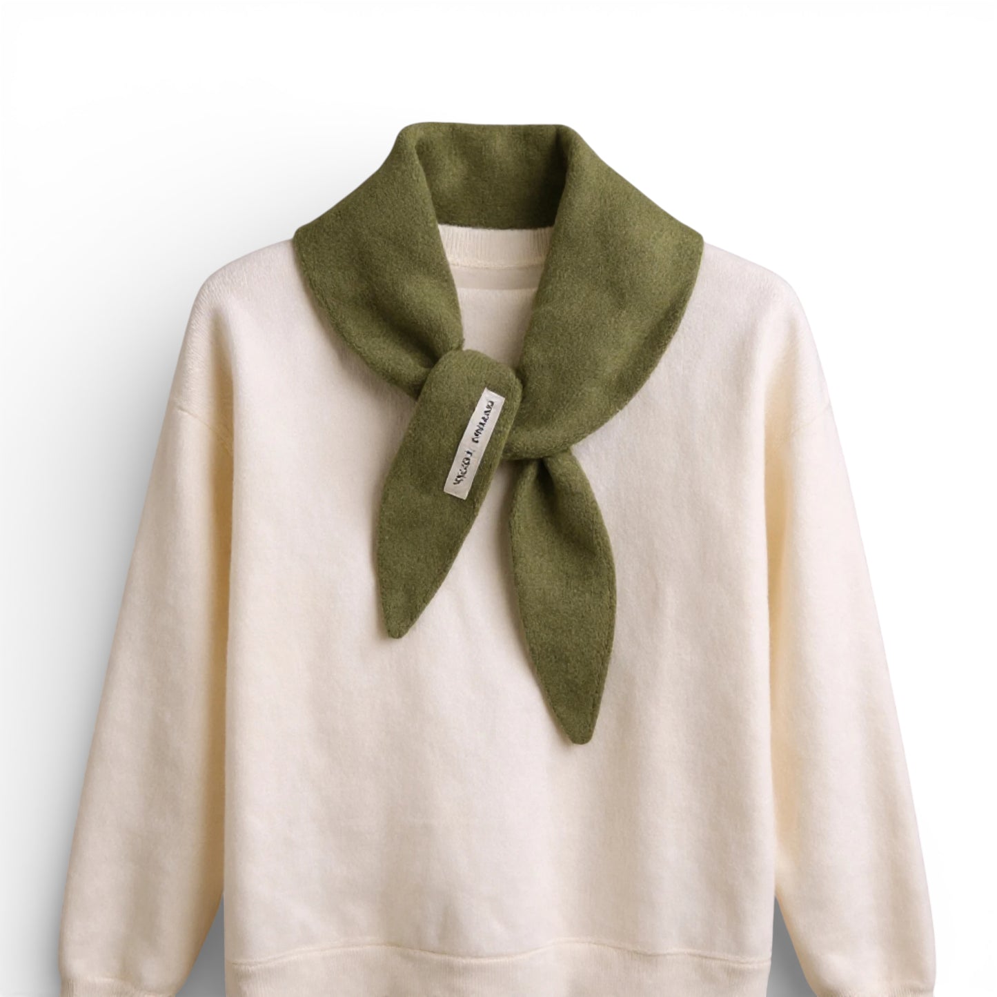 Écharpe femme en laine triangle vert foncé