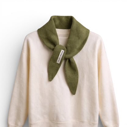 Écharpe femme en laine triangle vert foncé