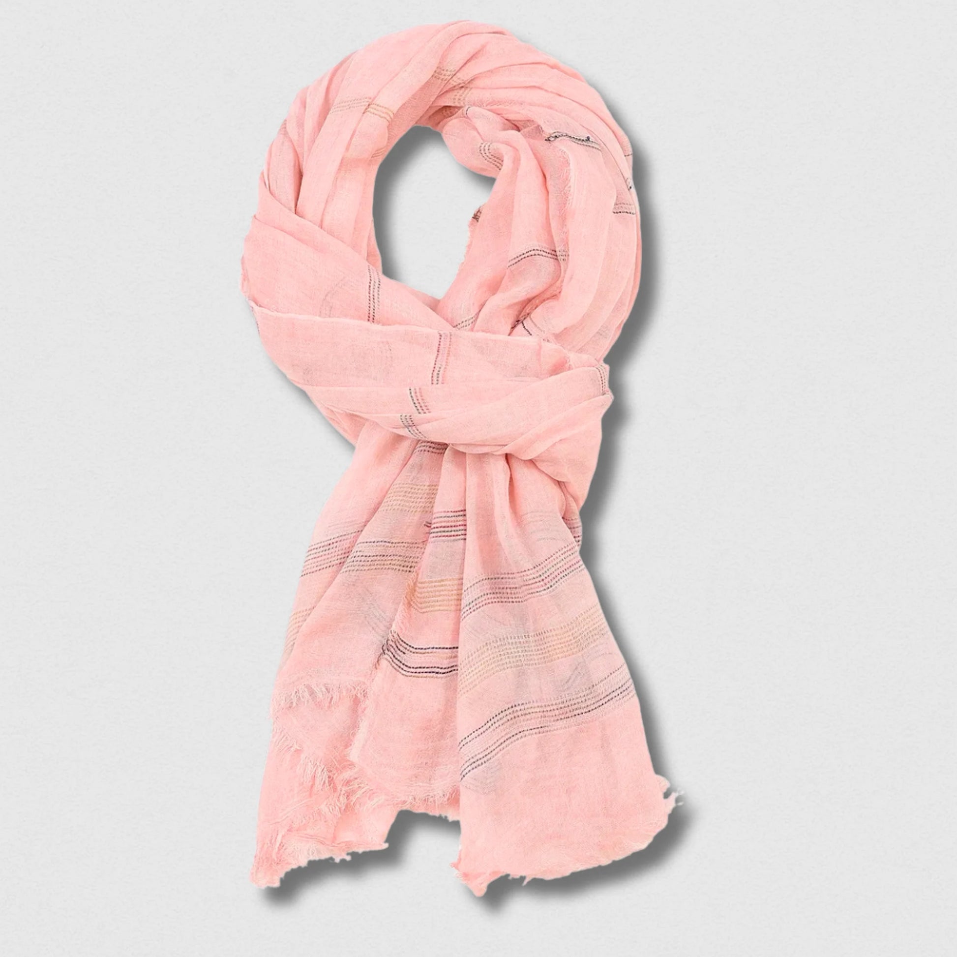 Écharpe homme élégante en coton et lin rose, modèle léger et grande taille 190×90 cm.