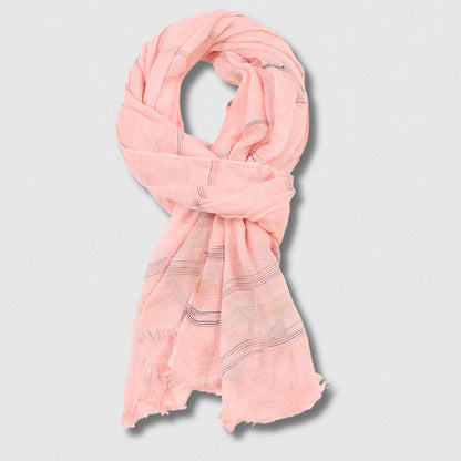 Écharpe homme élégante en coton et lin rose, modèle léger et grande taille 190×90 cm.
