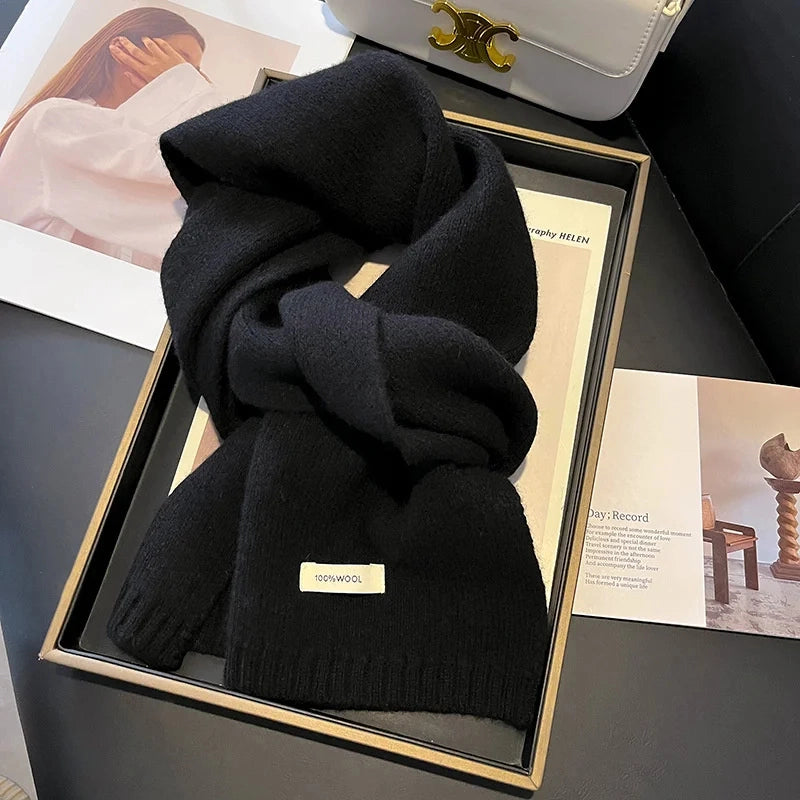 Écharpe en laine noire 100 % laine – Maison Amavia